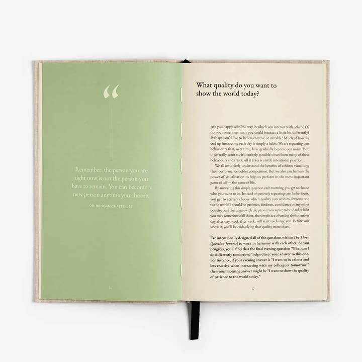 Intelligent Change - Wholesale Journal/Diary - The Three Question Journal Linen - Daily Guided Wellbeing4