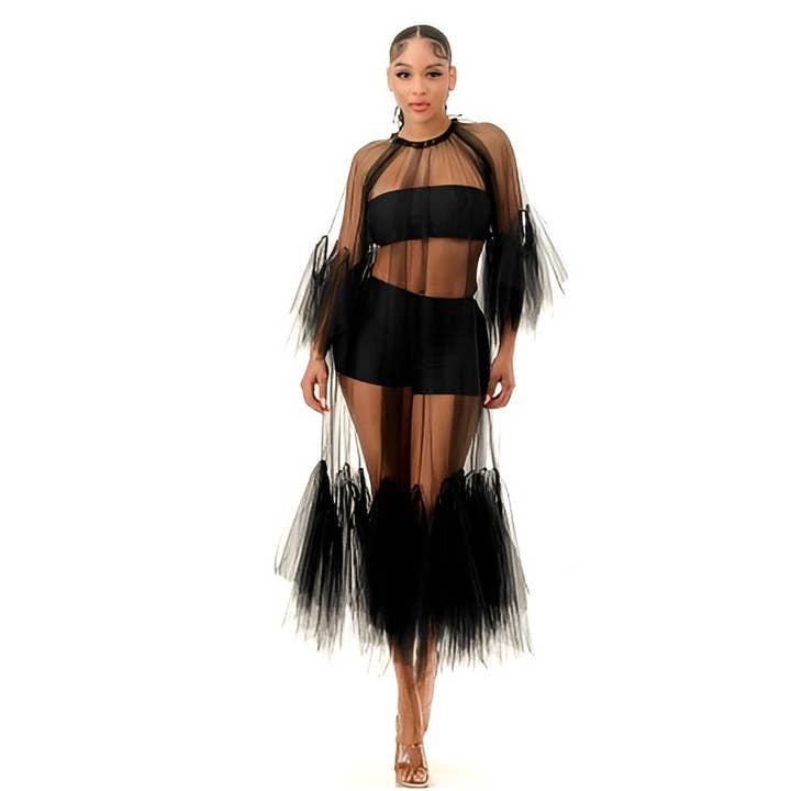 BLACK GLAMOROUS GLOW DRESS for wholesale on Faire