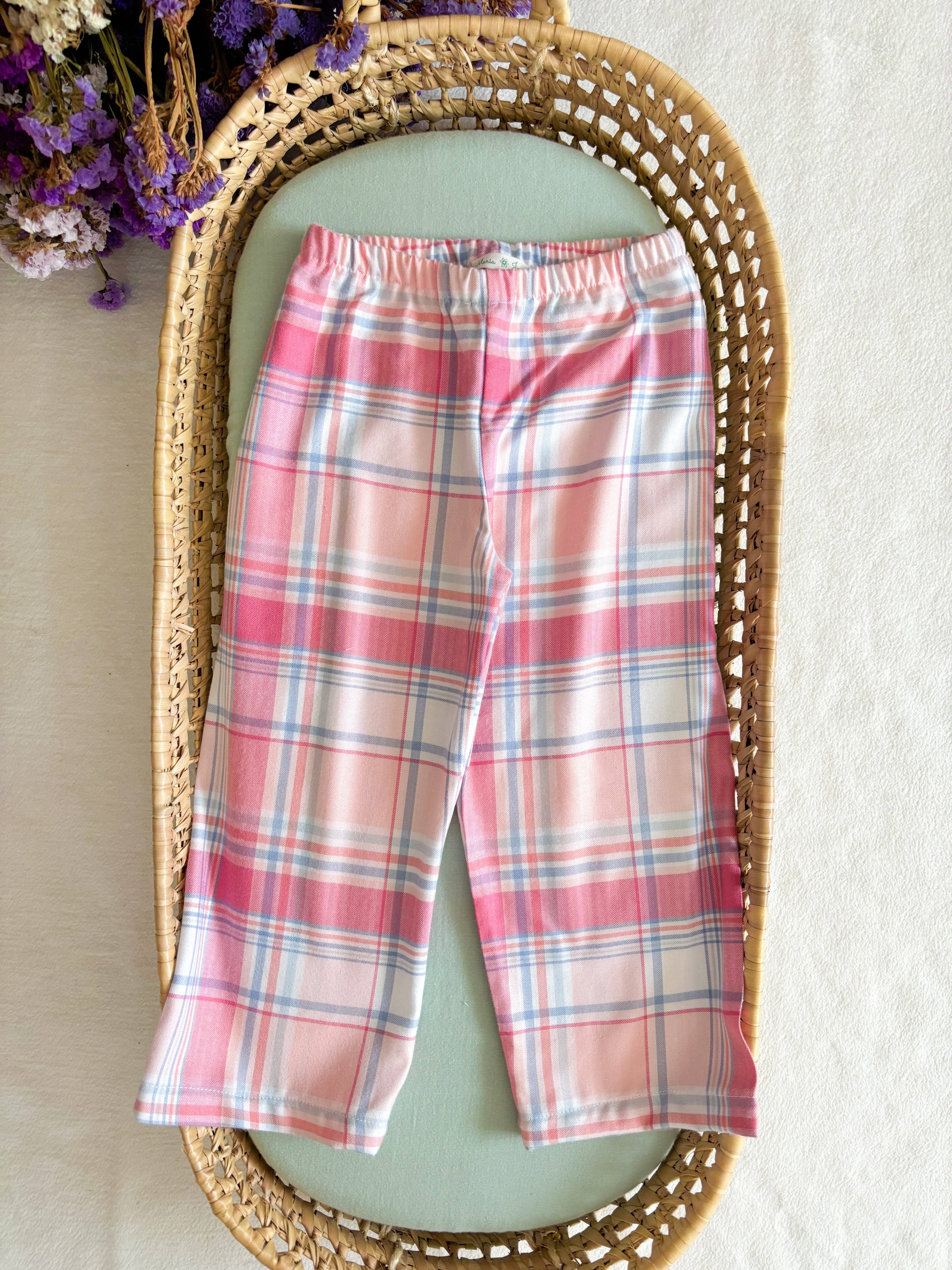 Maria Jasmim Baby & Child - Vendita all'ingrosso Completo pigiama - Bambini - Pigiama a Quadri Rosa con Volant4