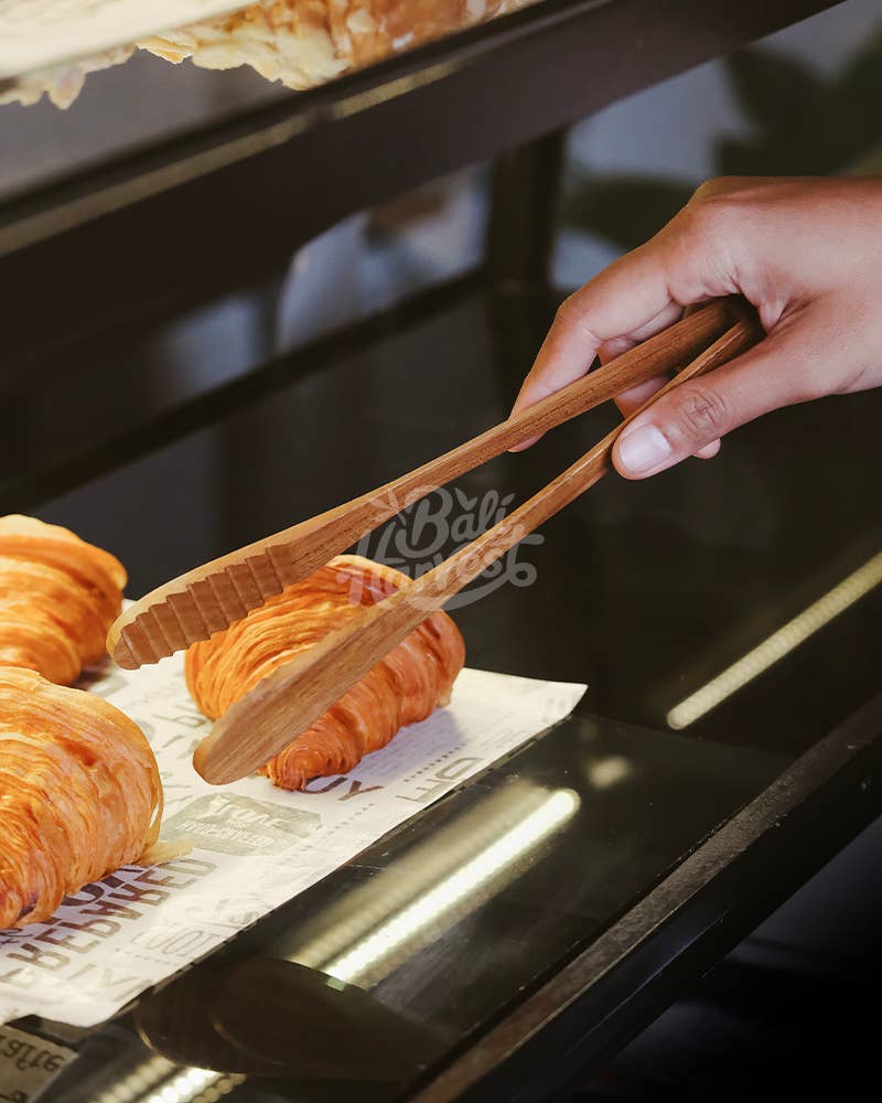 Bali Harvest – Großhandel Küchenzange – Teakholzzange, lange Salatzange, Brot, Toast, Nudelzange4