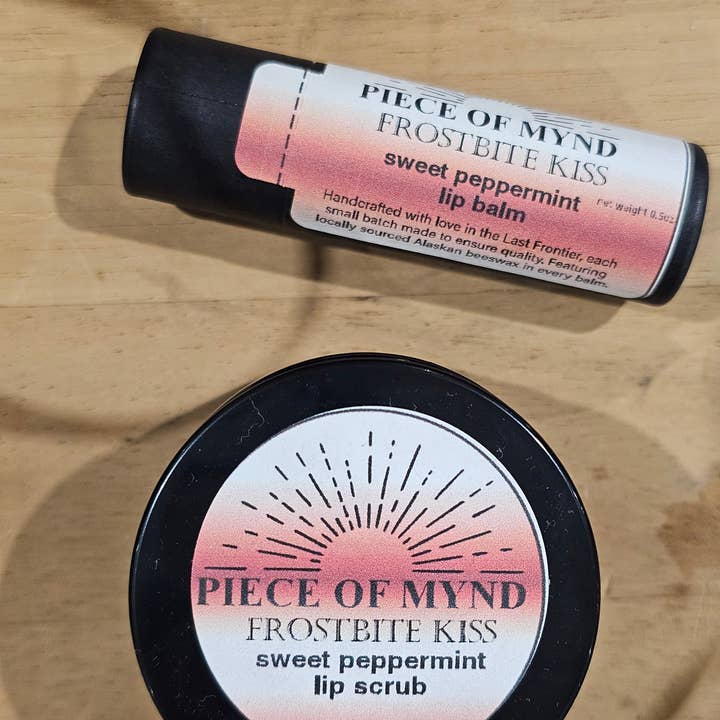 Frostbite Kiss | Seasonal Lip Care Set | Peppermint + Vanilla | Lip Balm + Lip Scrub Gift Set for wholesale by Piece of Mynd