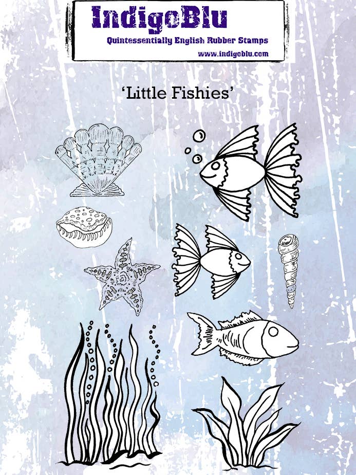 Little Fishies A6 Red Rubber Stamp for wholesale by IndigoBlu
