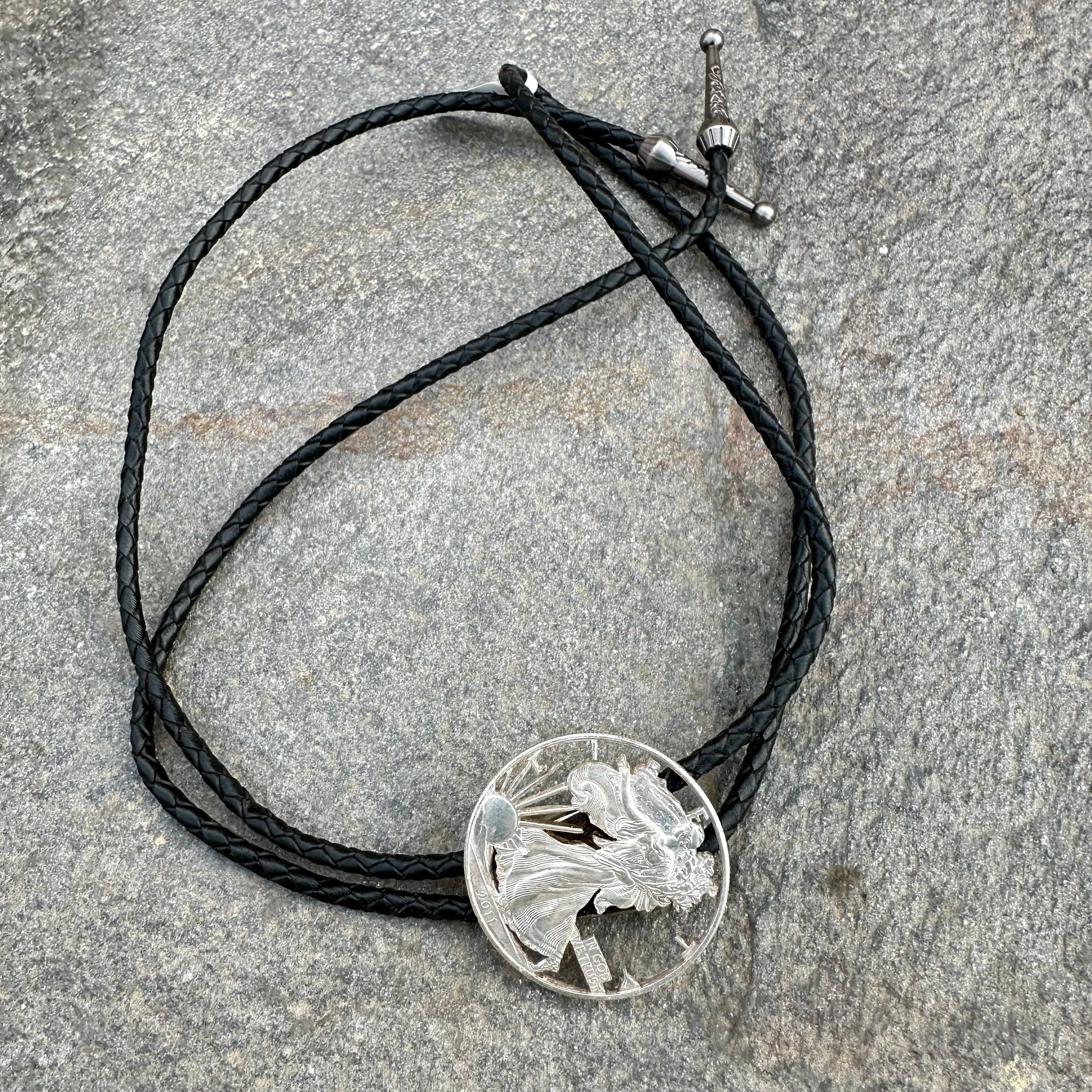 Mountainstruck Coin Rings and Jewelry - Wholesale Necktie - Men's - U.S. Silver Eagle Hand Cut Coin Bolo Tie0