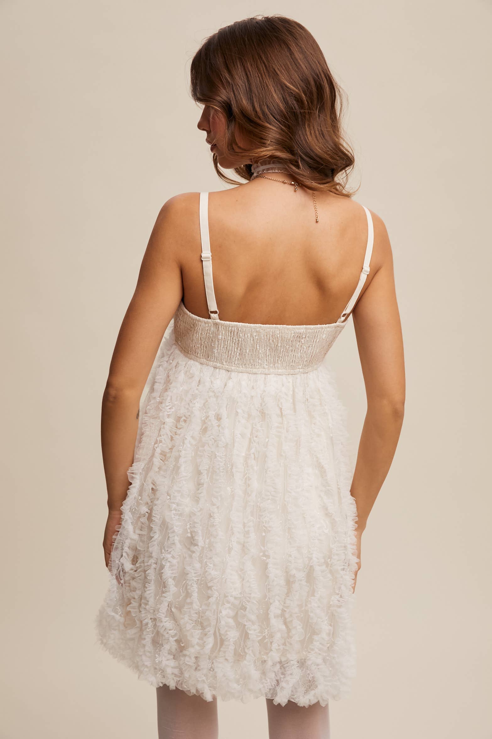 Listicle - Wholesale Dress - Women's - Fluffy Mesh Lace Layered Mini Dress8