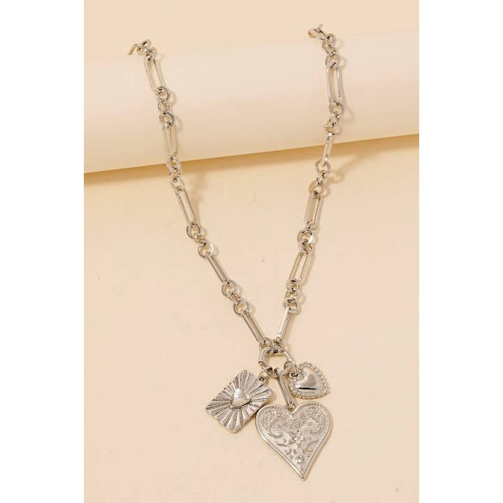 Anarchy Street - Wholesale Link & Chain Necklace - Intricate Heart Charms Chain Necklace