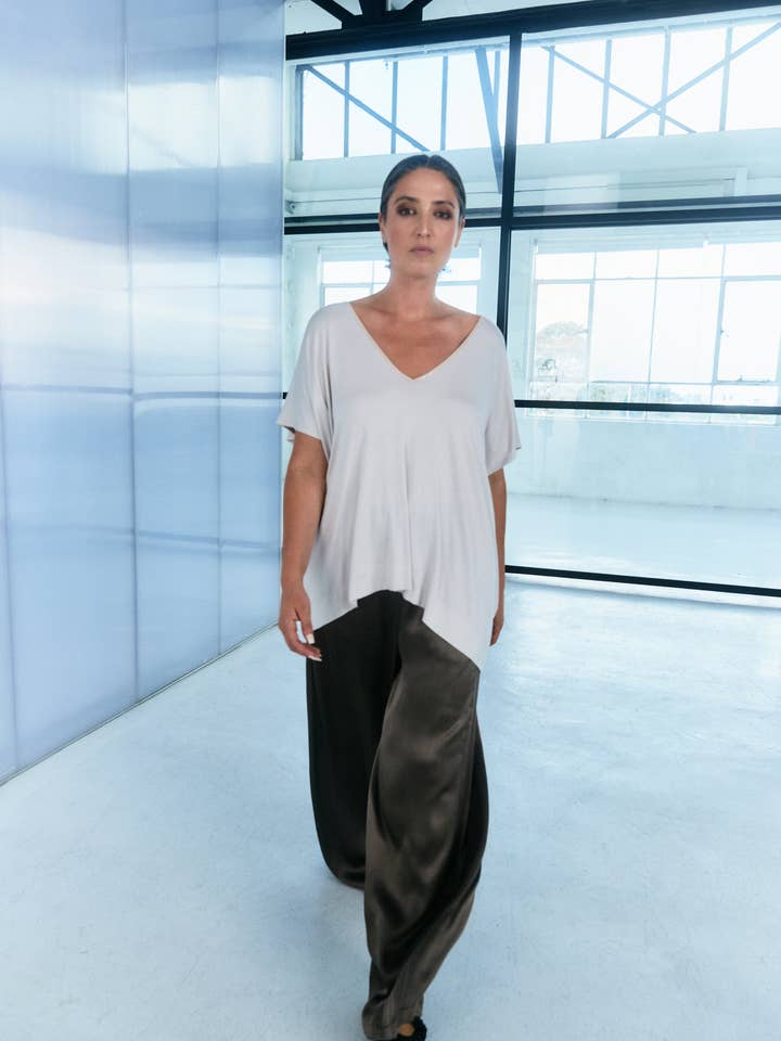 Luxe Pull on Wide Leg Pant - Fawn for wholesale by Tluxe