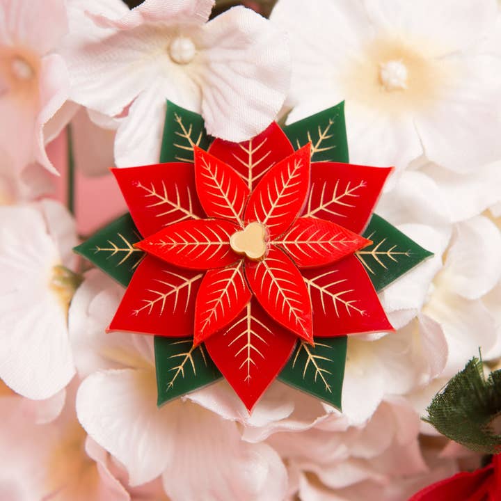 Poinsettia Brooch for wholesale by Sugar and Vice