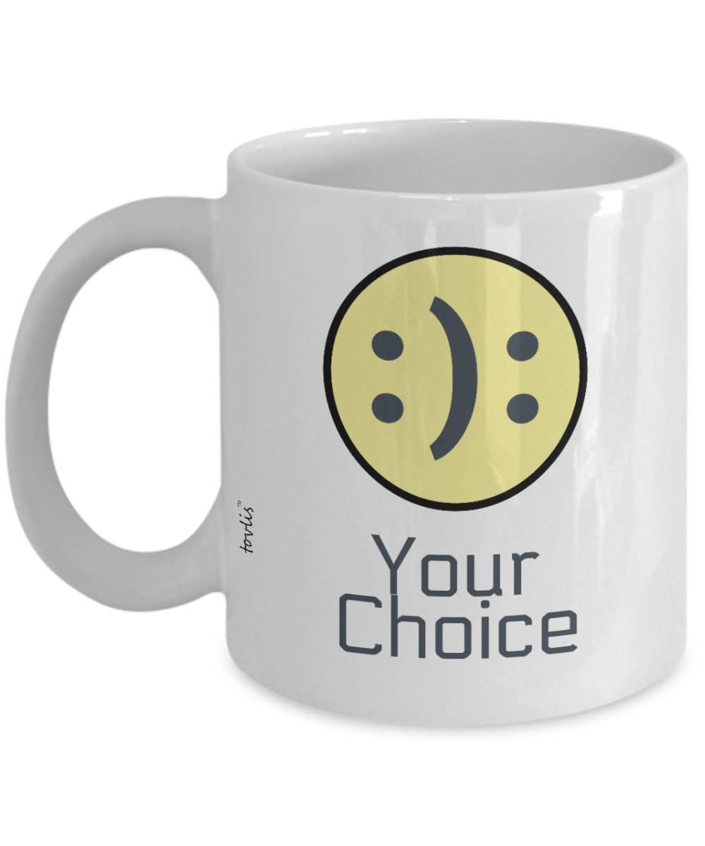TOVLIS - Venta al por mayor Taza - Taza de té Your Choice Happy Sad Yellow Sad con cara sonriente, 325 ml0