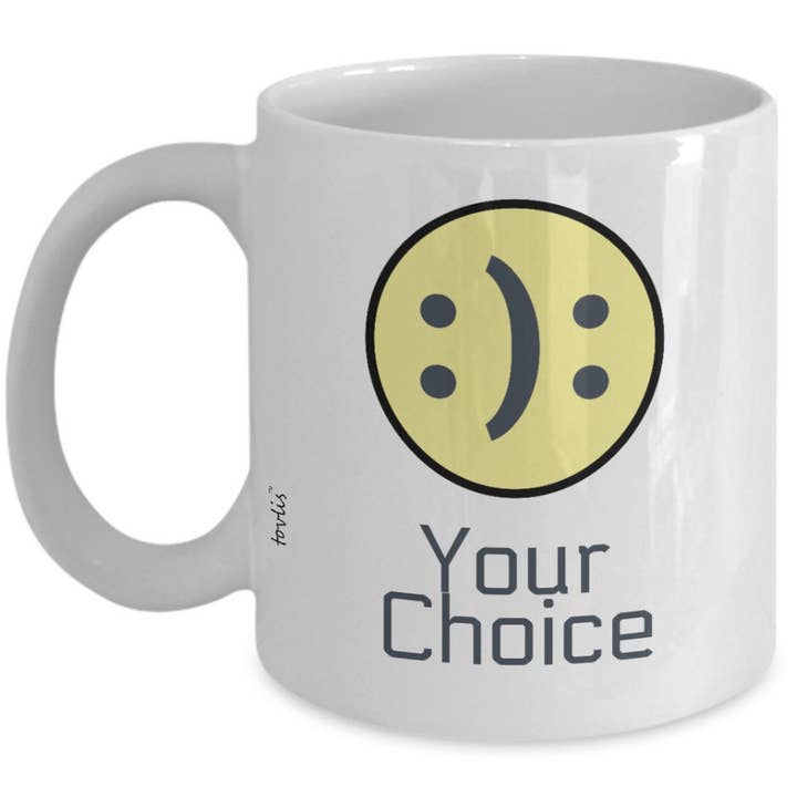TOVLIS - Venta al por mayor Taza - Taza de té Your Choice Happy Sad Yellow Sad con cara sonriente, 325 ml