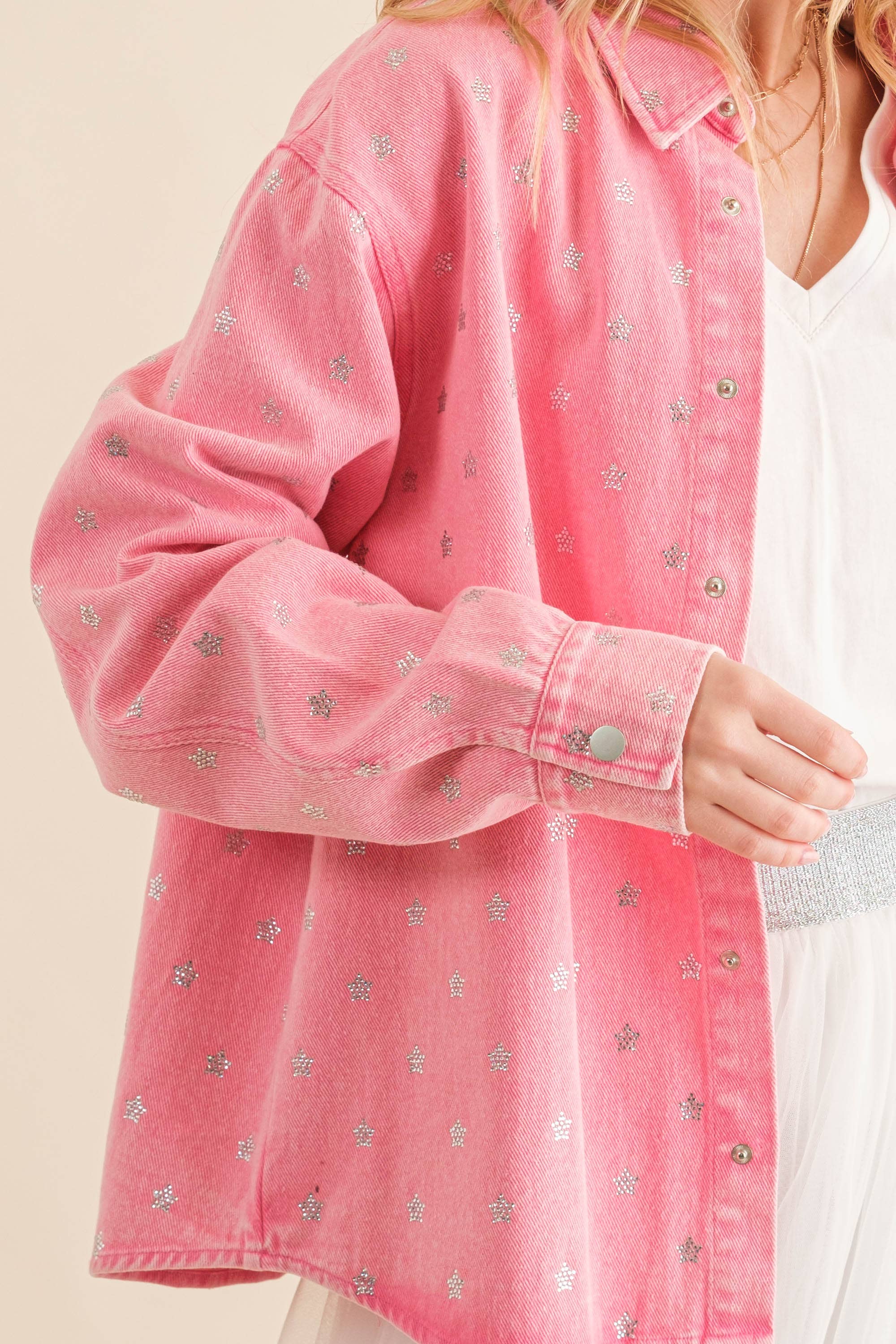 Blue B - Vente Veste en jean – femme - 22591J - Veste en jean surdimensionnée à boutons-pression Micro Star3