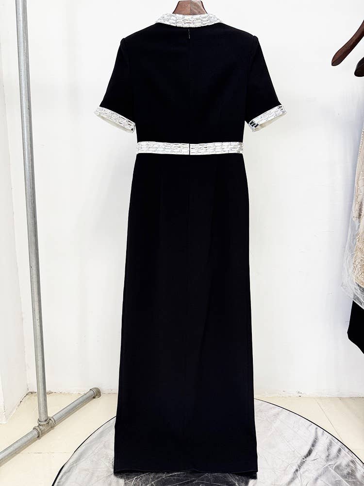 Black DR551Y Hand-Beaded Floral Embroidered Bustier Long Dress for wholesale on Faire3