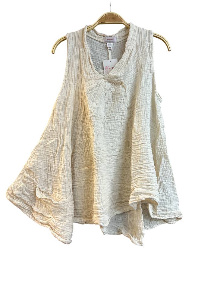 Cotton V Neck OS Sleeveless Top KTK417 for wholesale by Rising International Inc