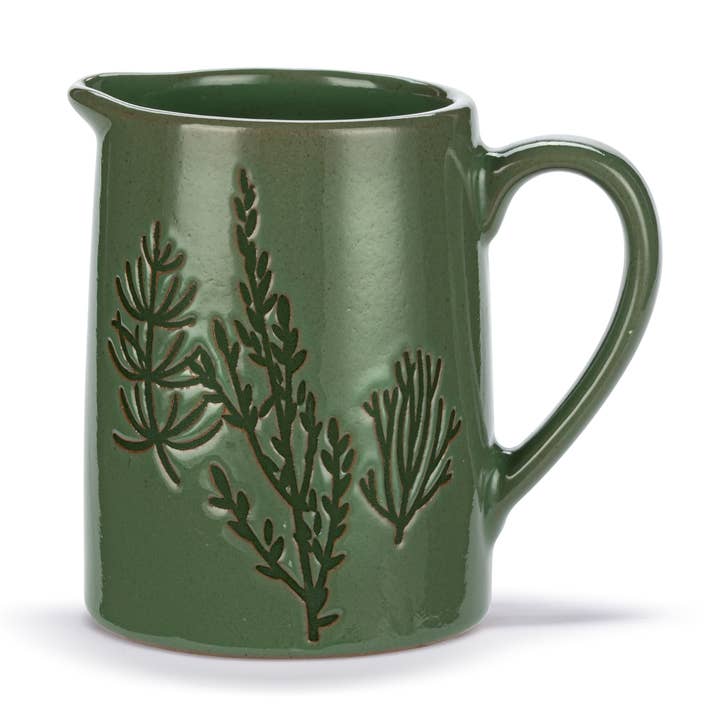 Green Pressed Floral Mini Ceramic Pitcher - 10oz for wholesale by DEMDACO