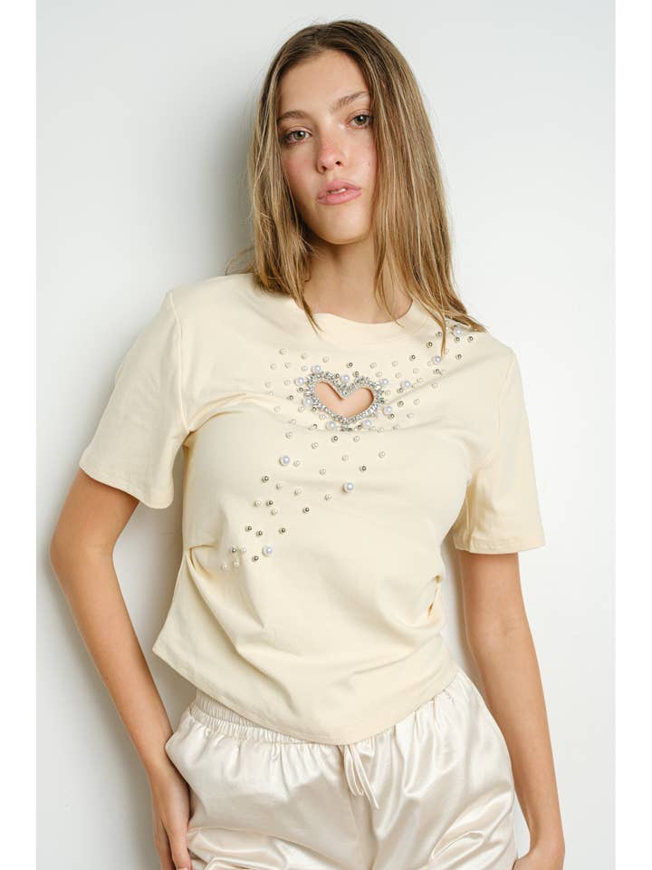 IT3333 Herz-Ausschnitt Strass-Top für den Großhandel von KIWI