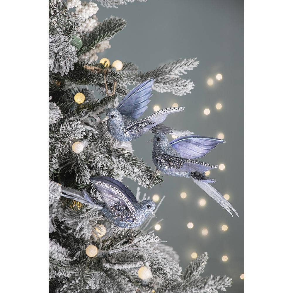 A&B Home Group Inc. - Wholesale Ornament - 7x2,5x3"H Glinsterende Blauwvogel Ornament Klem6