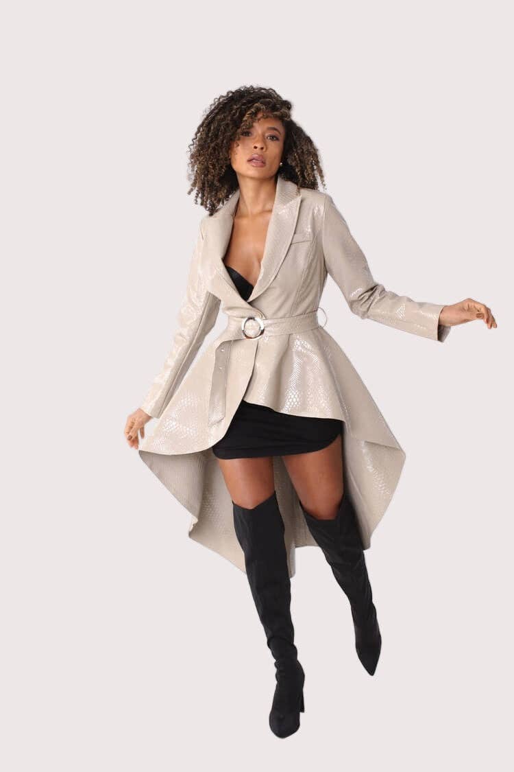 For Her NYC - Wholesale Coat - Women's - High-Low Belted Coat -820555