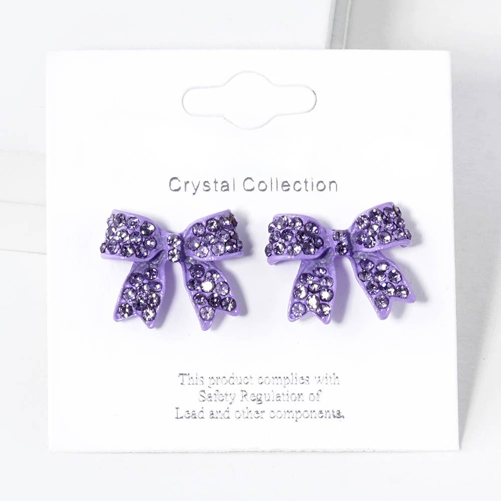 Sensibling Corp. - Wholesale Stud/Post Earrings - Crystal Rhinestone Pave Bow Stud Earrings
18