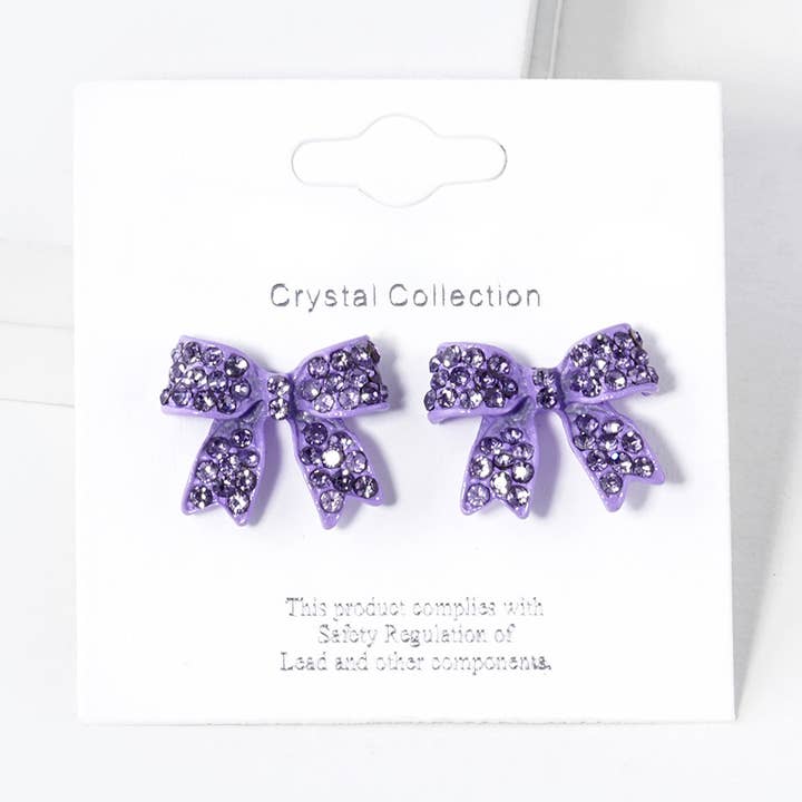 Sensibling Corp. - Wholesale Stud/Post Earrings - Crystal Rhinestone Pave Bow Stud Earrings
18
