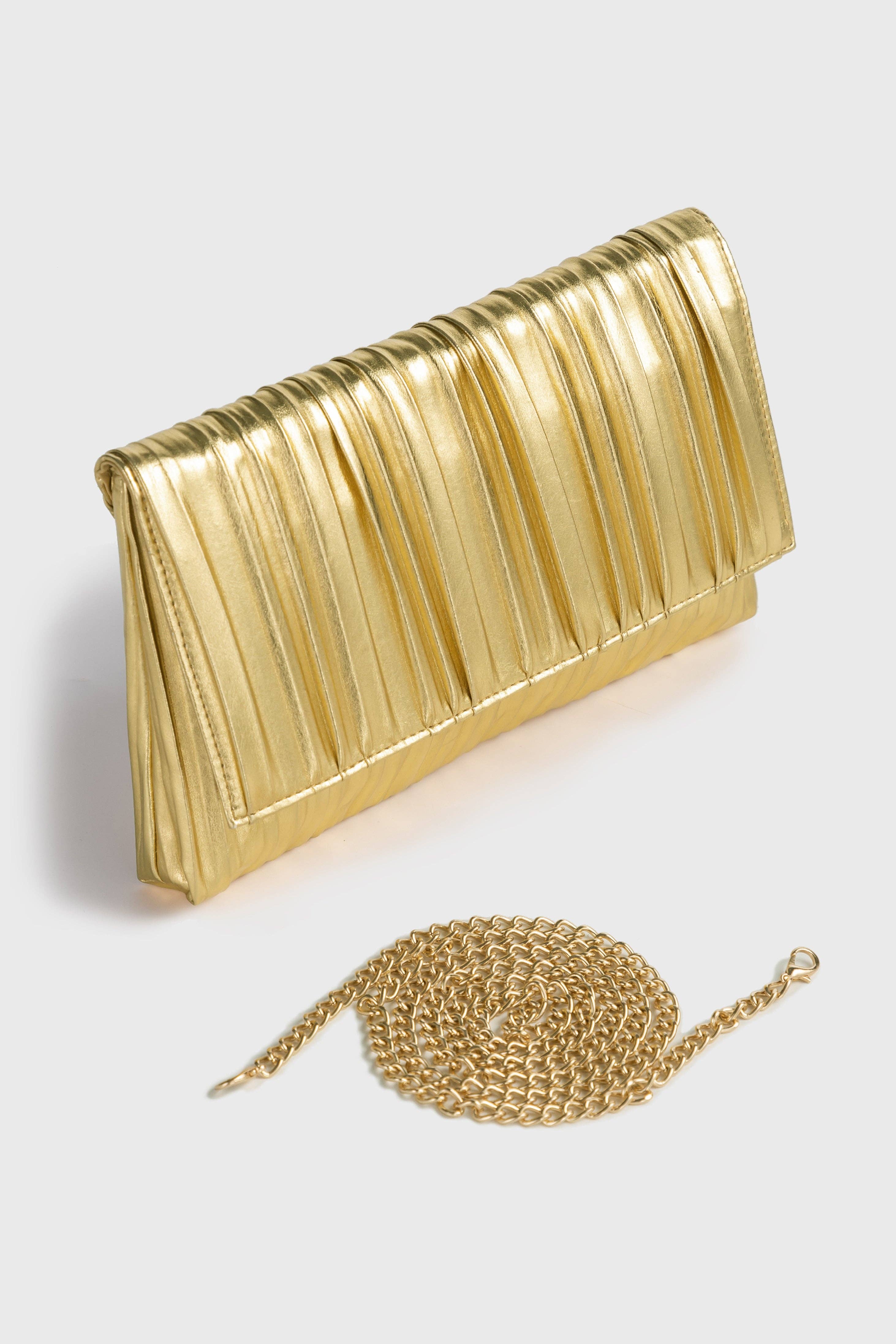 BABEYOND - Vente Pochette – femme - Pochette de soirée formelle plissée métallique11