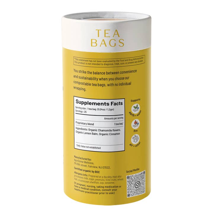 AyurSome Wellness - Wholesale Tea Bags - Organic Chamomile tea blend - Calm-In-A-Teacup - 25 tea bags2