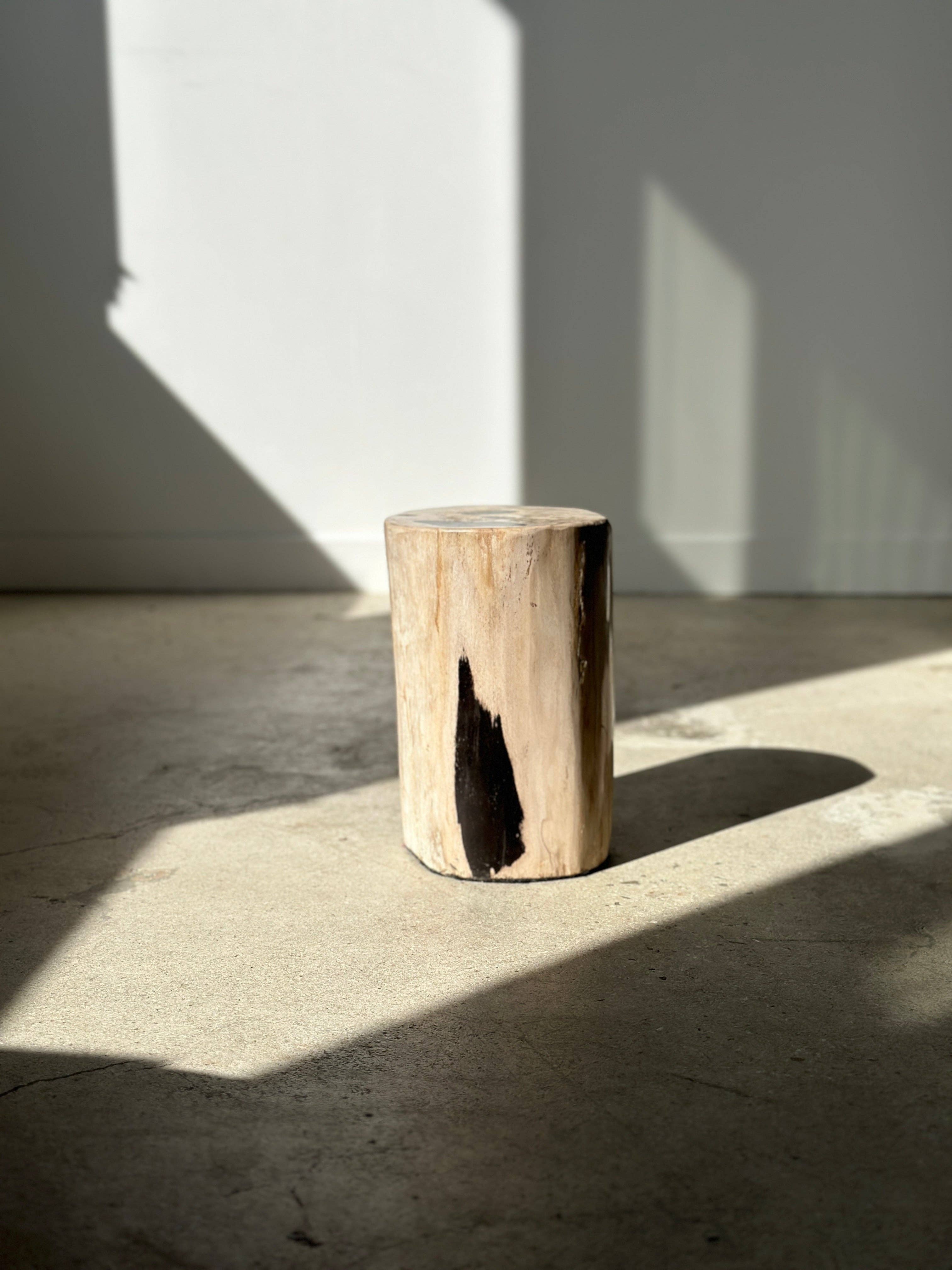 Office Objets - Wholesale Side Table - White petrified wood side table with black spots H:27.5 D:1817