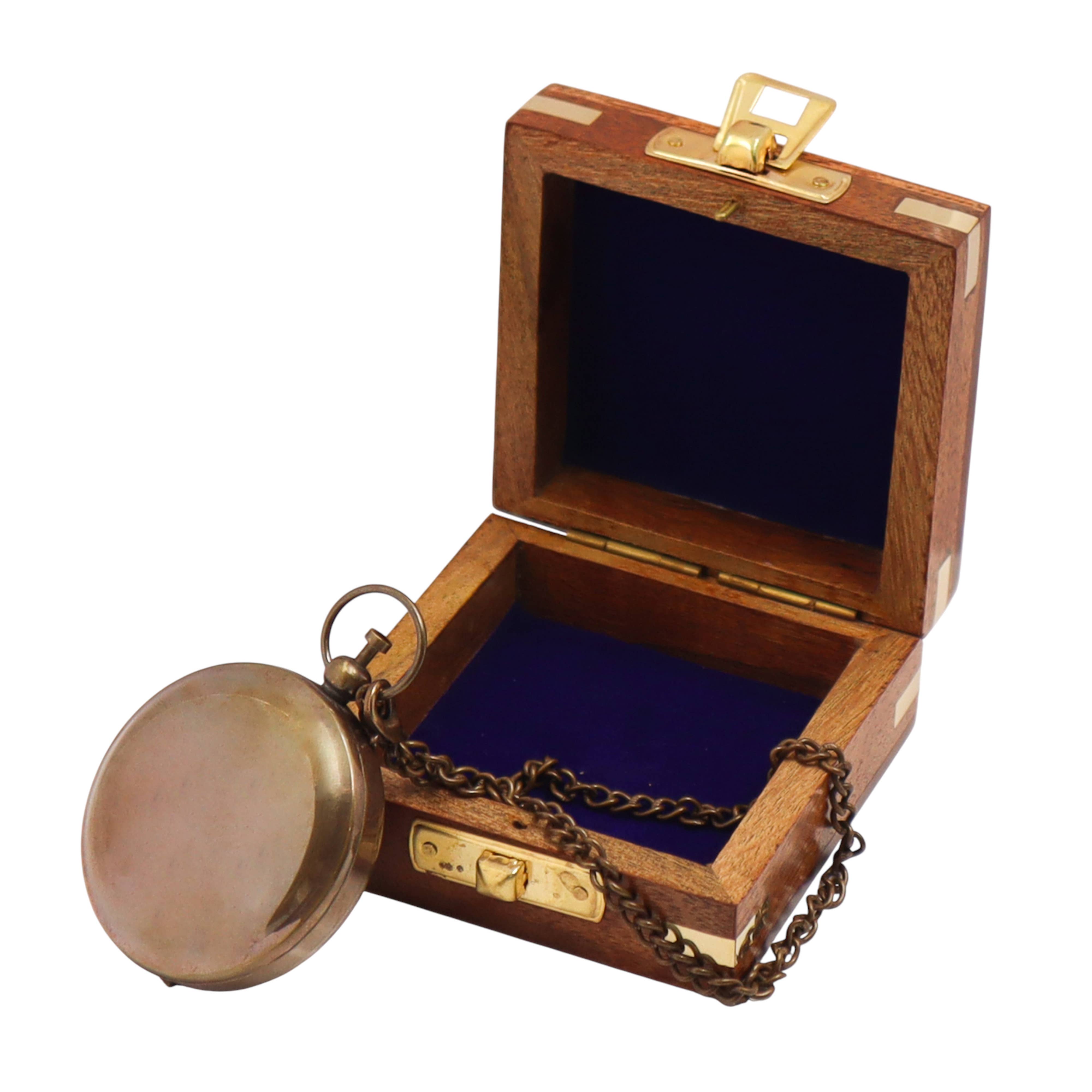 Dollond & Co. – Bússola de navegação por atacado – Bússola de Sol de Bolso Personalizada de 2 Polegadas em Bronze com Caixa de Madeira1