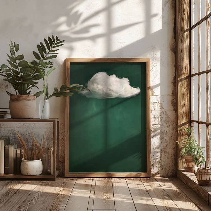Plumnearly Prints - Wholesale Art Print - Emerald Green Cloud Oil Painting Fine Art Print Poster 6