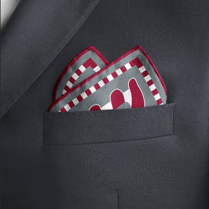 CB Grey - Wholesale Pocket Square - Men's - The Taylor Game Day Midi