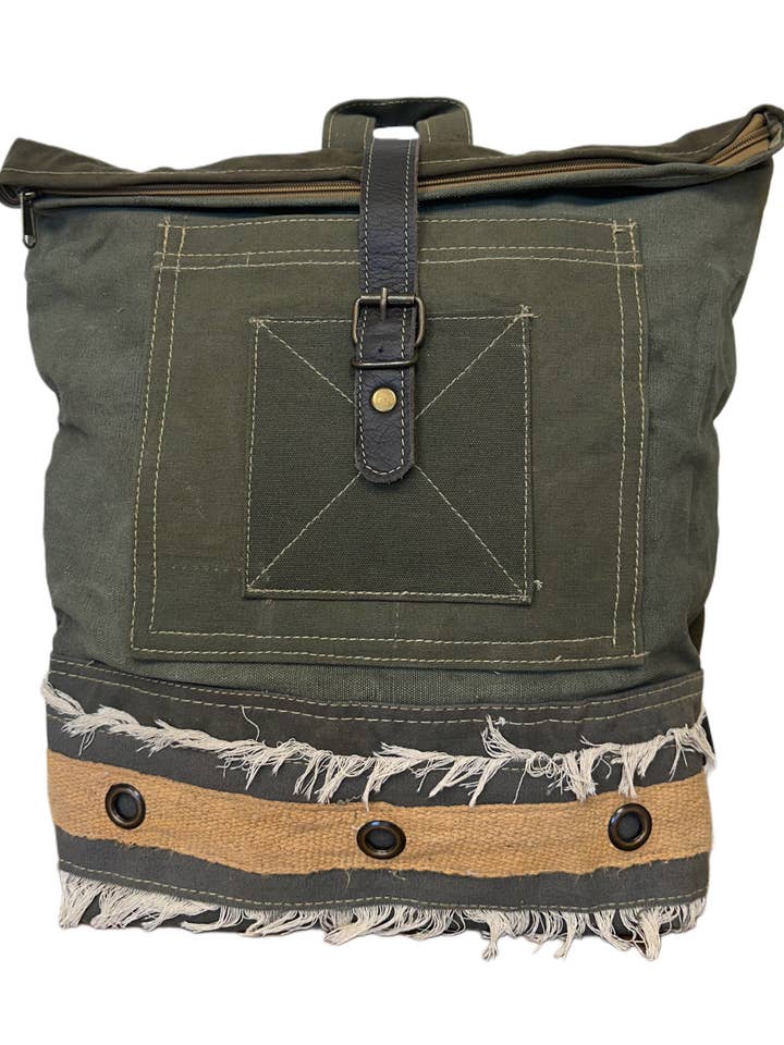Recycled Military Tent Backpack for wholesale by Vintage Addiction