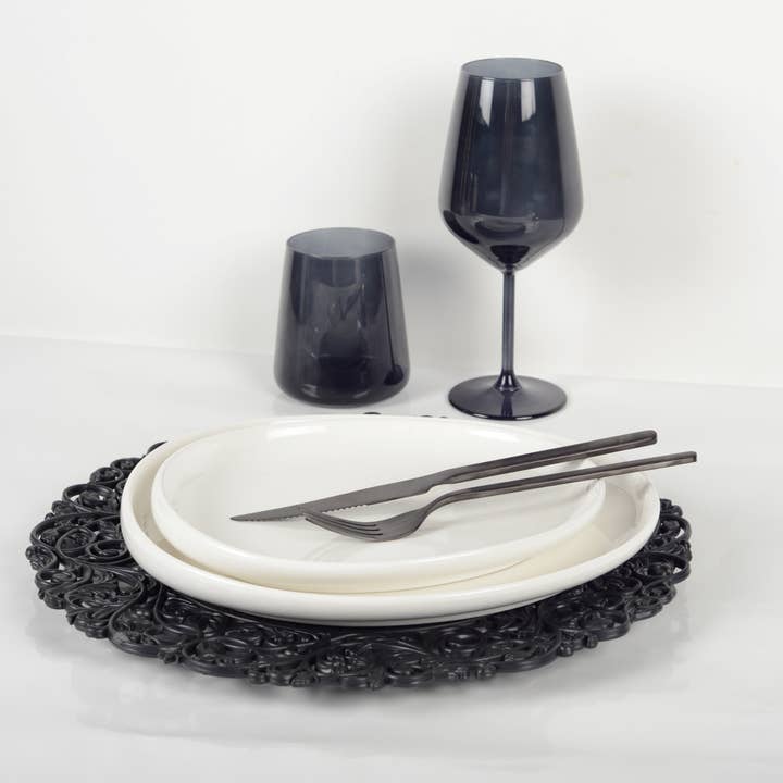 AULICA - Wholesale Placemat - Black Baroque Charger Plate