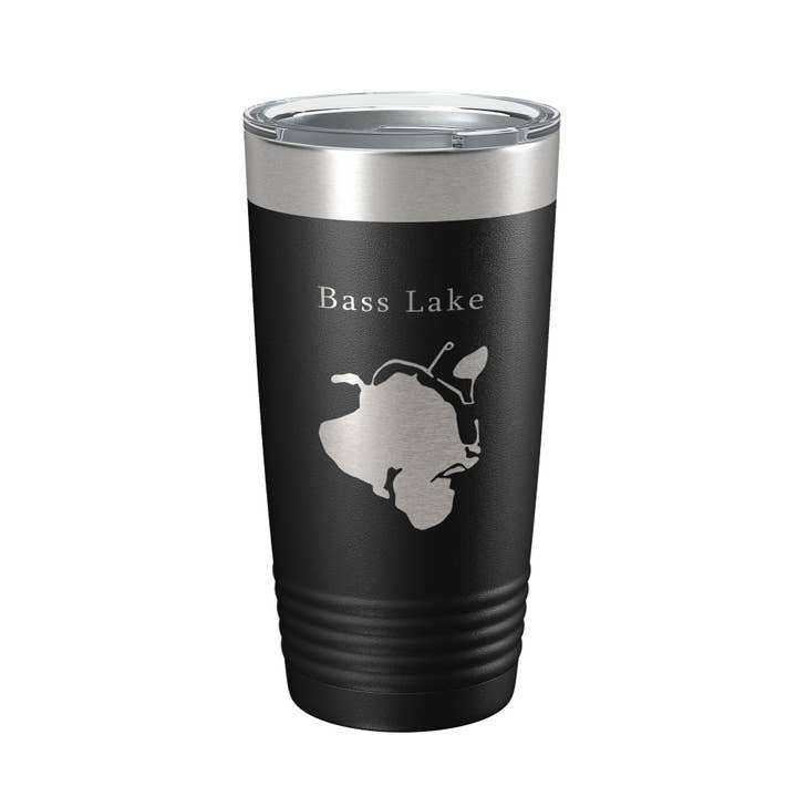 Bass Lake Map Tumbler Travel Mug Insulated Laser Engraved Coffee Cup Hamburg Township Huron River Chain of Lakes Michigan 20 oz for wholesale by CarveBright