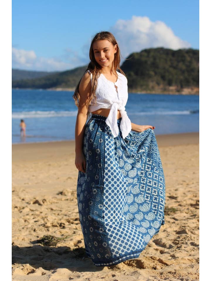 EeshaBoutique Australia - Wholesale Skirt – Women’s - Gypsy Style Indian Cotton Hand Block Printed Skirt1