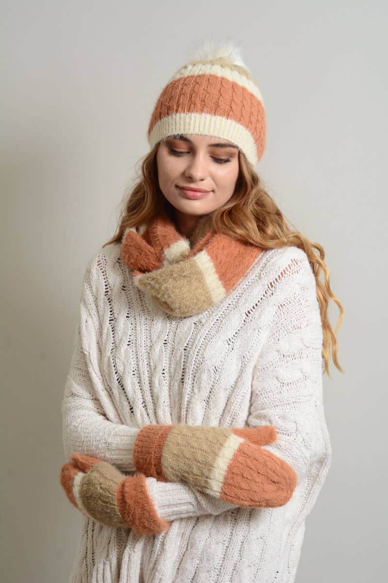 Leto Accessories - Wholesale Mittens - Women's - Ultra Soft Mohair Wide Stripe Mittens – Warm & Stylish❄️3