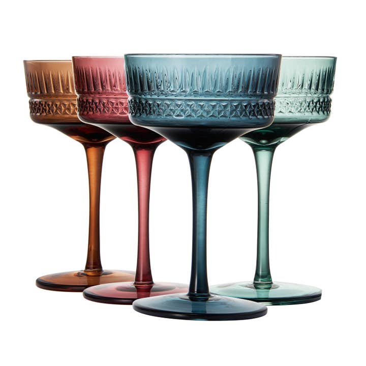 Khen Muted Crystal Coupe Glass | Set of 4 | Large 9.6oz for wholesale by The Wine Savant / Khen Glassware