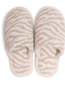Zebra Fuzzy Slippers for wholesale by Prep Obsessed Wholesale