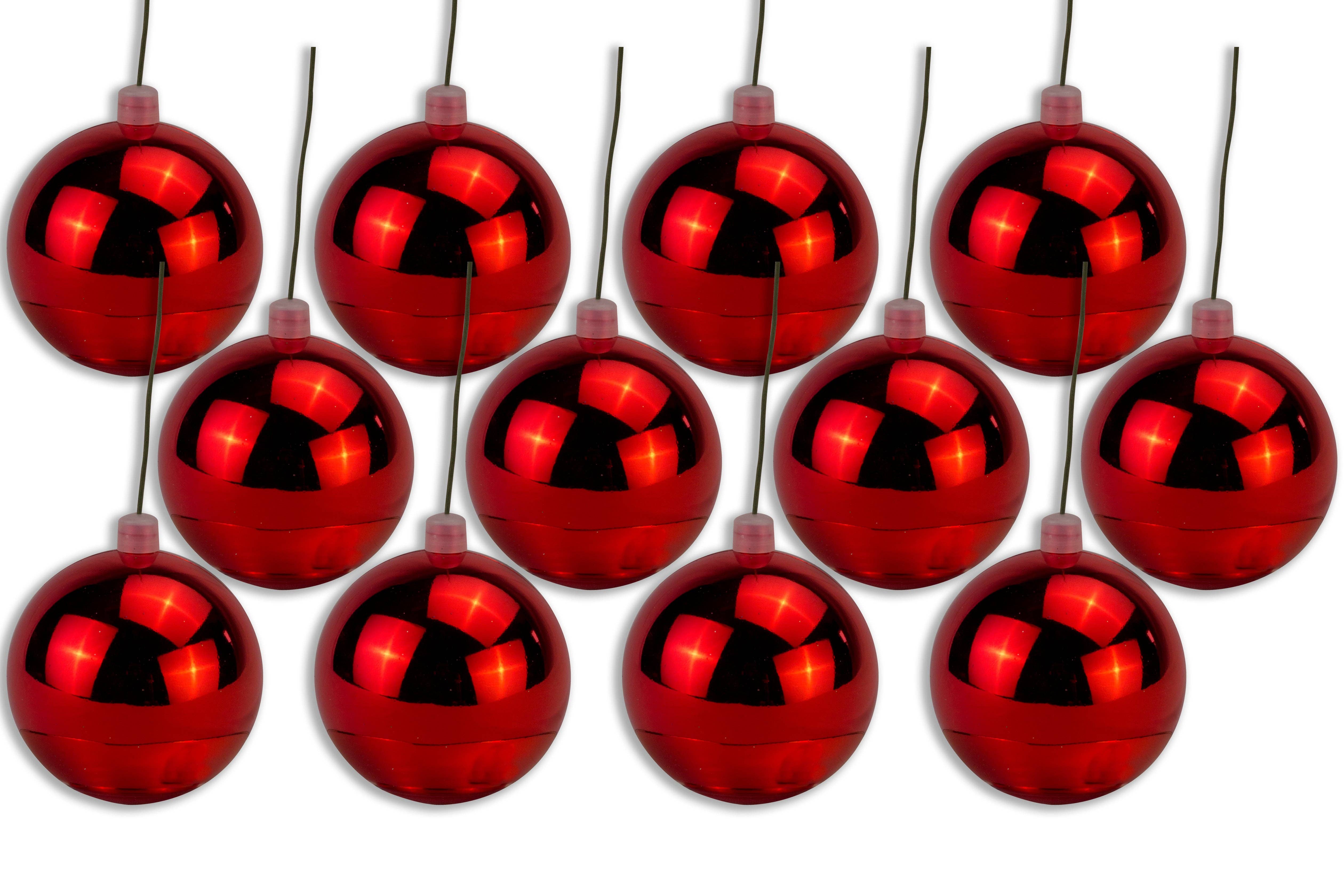 Winterland Inc. - Wholesale Ornament Set - 12 Pack 100mm 4" Shiny Red Ball Ornament with Wire and UV Coating0