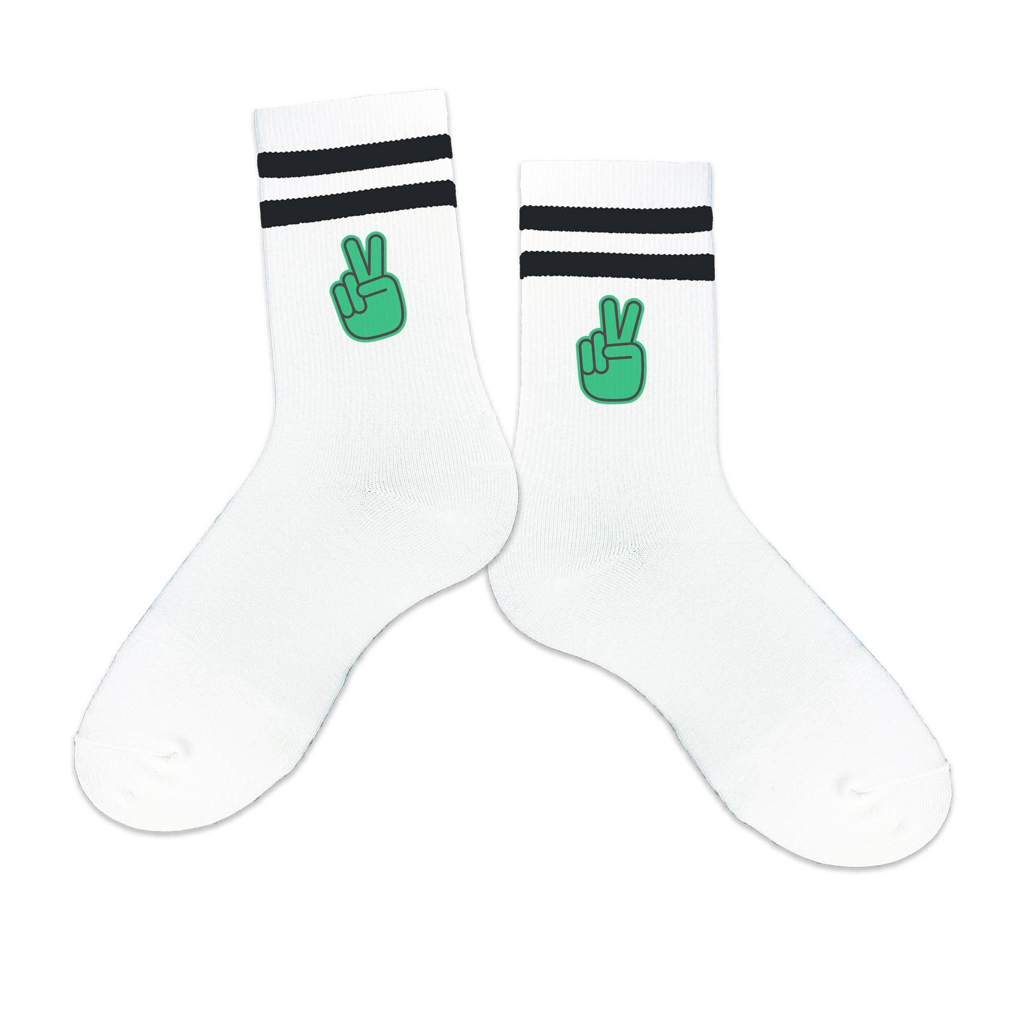 Sockprints - Wholesale Socks - Unisex - Custom Printed White Black/Stripe Ribbed Crew Socks4