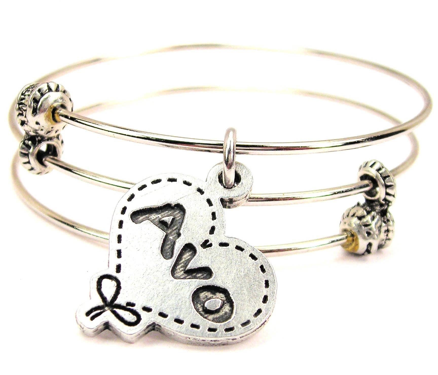 Chubby Chico Charms - Wholesale Bangle Bracelet - Avo Quilted Heart  Triple Style Bangle Bracelet Portuguese0