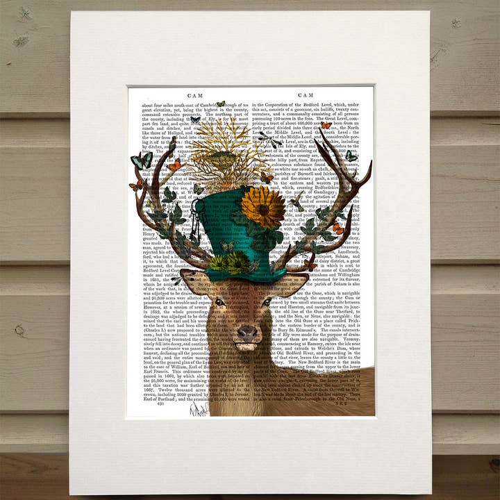 FabFunky Ltd – wholesale Art print – Mad Hatter Deer, Book Print / Art Print / Wall Art