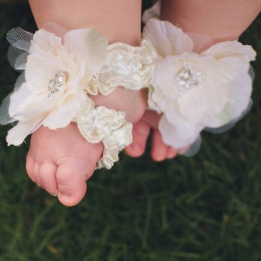 ToeBlooms - Wholesale Sandals - Baby - Original ToeBlooms Handmade Heirloom Barefoot Baby Sandals1