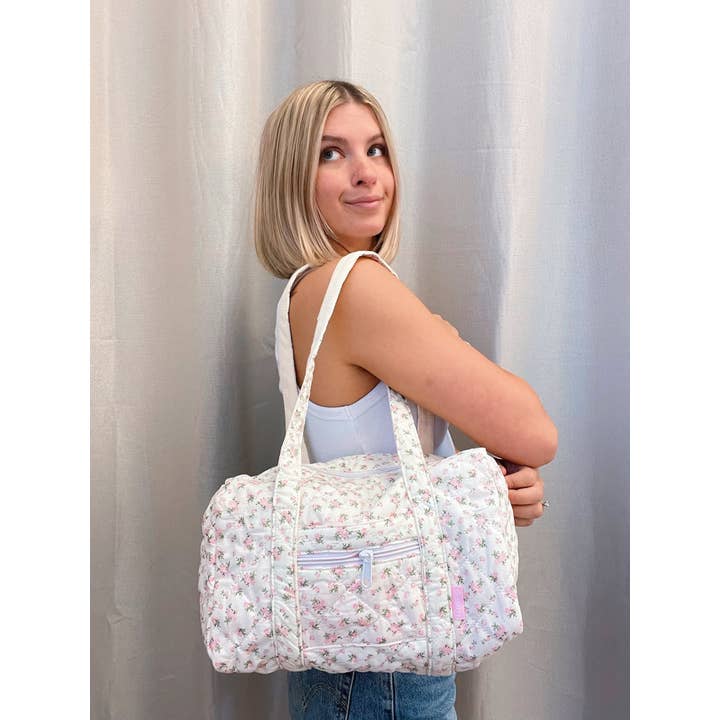 Happy Hour - Wholesale Makeup/Cosmetic Bag - Mini Floral Duffel Bag/Purse
