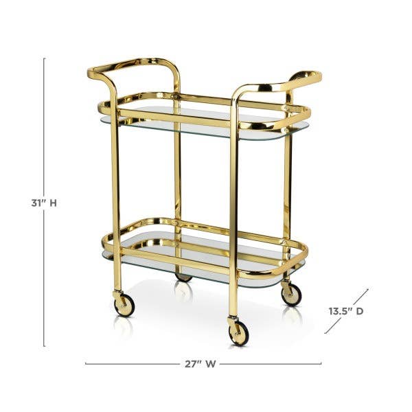 Viski - Wholesale Bar Cart - Belmontâ„¢ Gold Bar Cart with Mirror Shelves by Viski