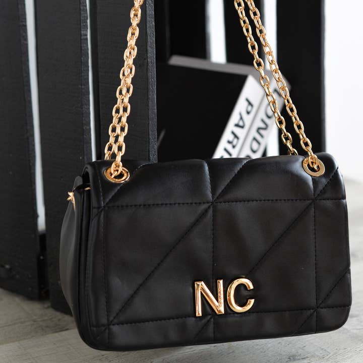 NOCO - Vente Sac porté épaule – femme - Sacoche Rabat Cuir Végétalien NC Cousu Noir0