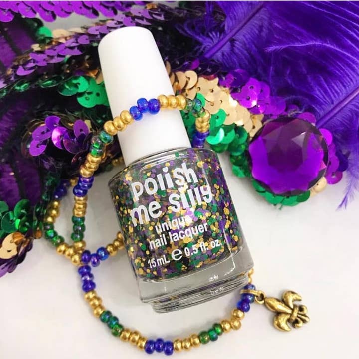 Mardi Gras Glitter Top Coat Nail Polish for wholesale by Polish Me Silly