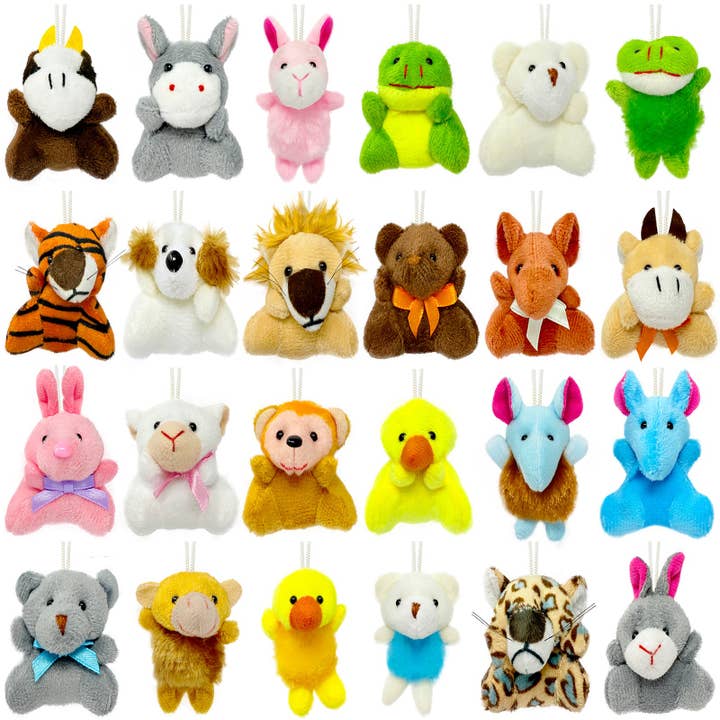 Wrapables Mini Stuffed Animal Plush Toys, Keychain Decoration, Party Favors, Stocking Stuffers, Easter Egg Basket Fillers (Set of 24) for wholesale by Wrapables.com