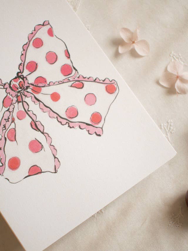 Pink polka dot bow for wholesale by La la lu