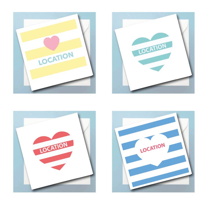 HEART MY LOCATION CARD for wholesale by Betty Boyns Designs