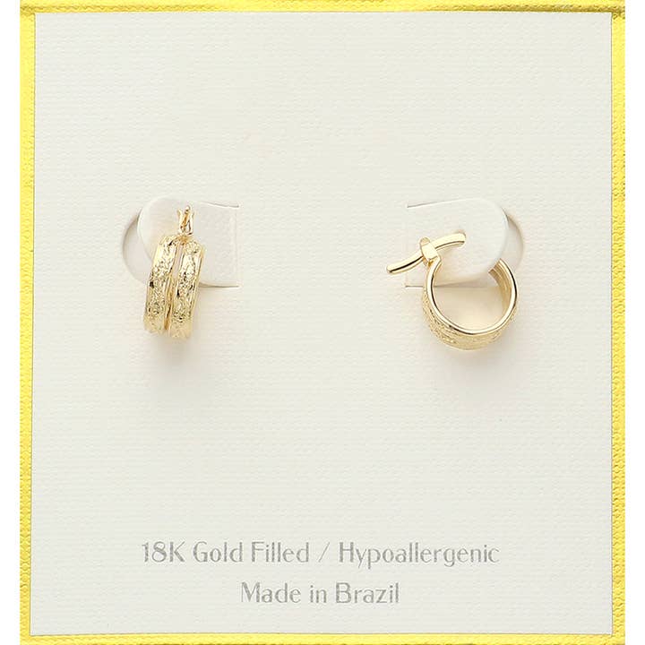 18K Gold Filled Hypoallergenic Mini Hoop Pin Catch Earrings for wholesale by Sensibling Corp.