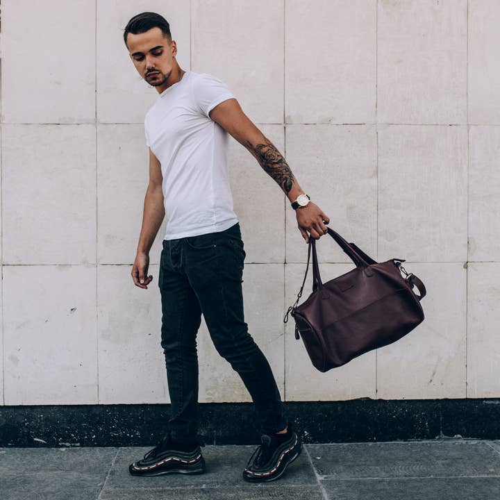 Læder Gym taske, læder Duffel taske, læder sportstaske til for engroshandel hos ShufliaCrafts