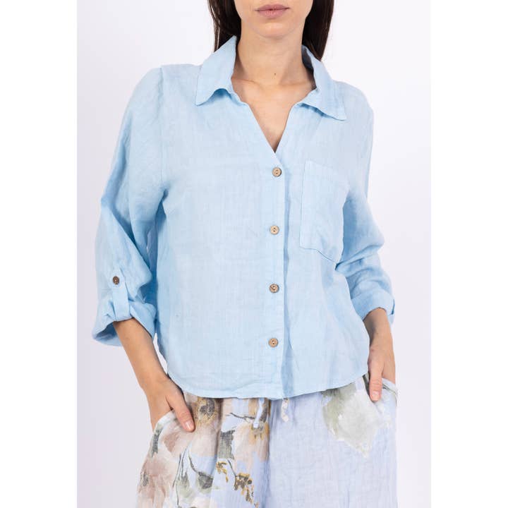 LINEN & COTTON HOUSE - Wholesale Buttoned-down shirt – Women's - 6235 SHORT LINEN SHIRT WITH FRONT POCKET27
